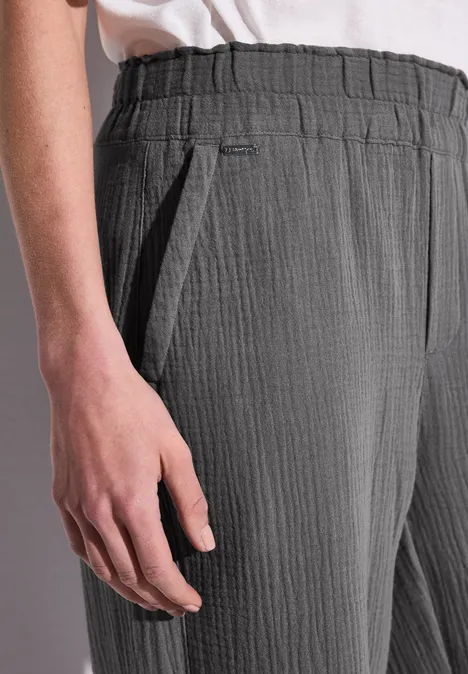Wide Leg pantalon en mousseline de soie overcast grey