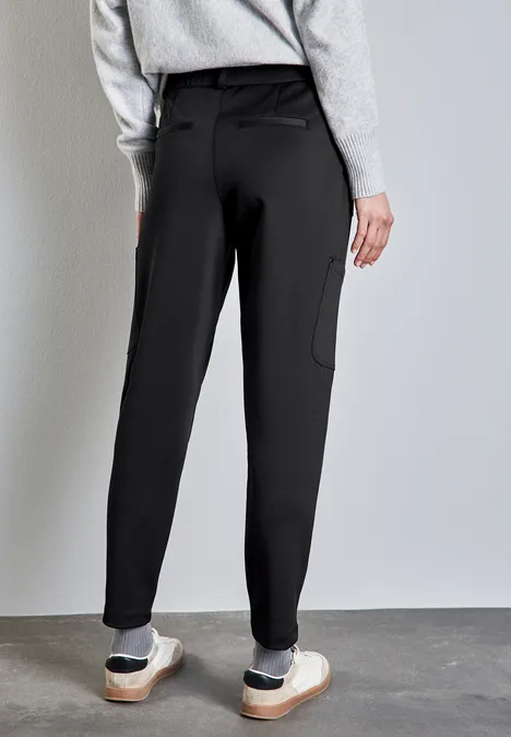 Pantalon cargo en sergé de jersey Black