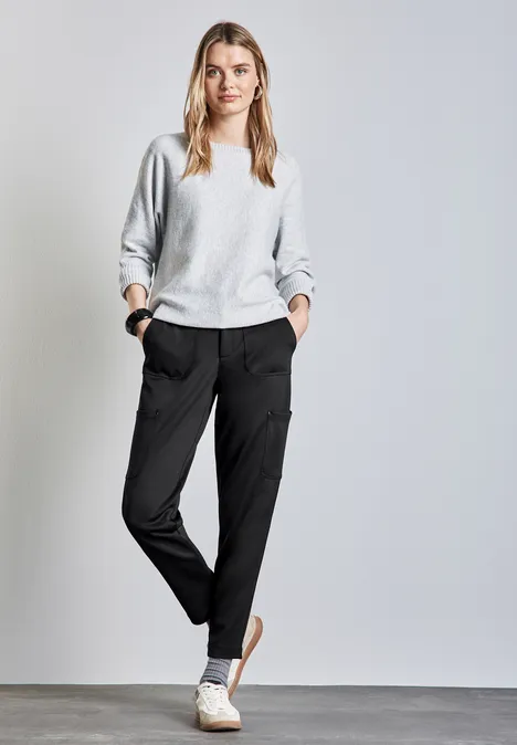 Pantalon cargo en sergé de jersey Black