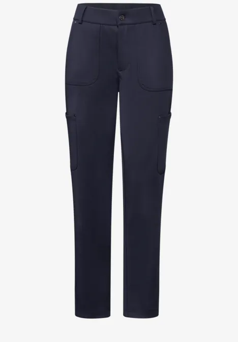 Pantalon cargo en sergé de jersey deep blue