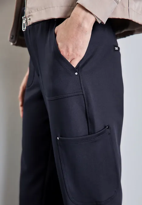 Pantalon cargo en sergé de jersey deep blue
