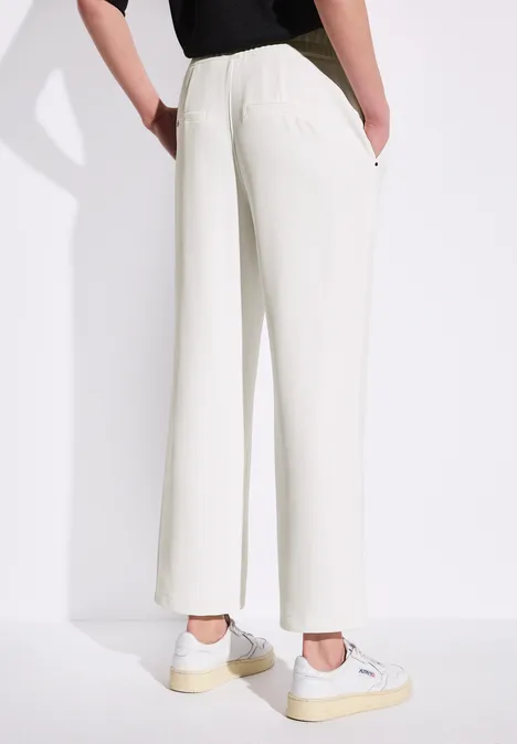 Twill broek met rechte pijpen off white