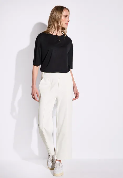 Twill broek met rechte pijpen off white
