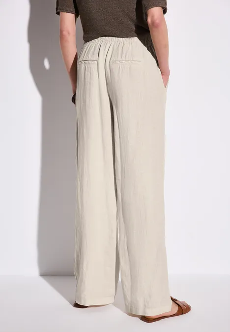 Wide Leg Leinenhose moonstone sand