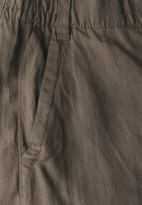 Wide Leg Leinenhose acron brown