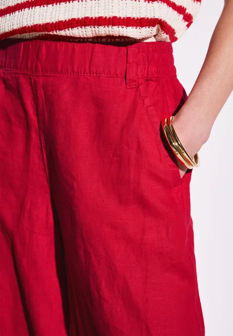 Wide Leg Leinenhose glory red