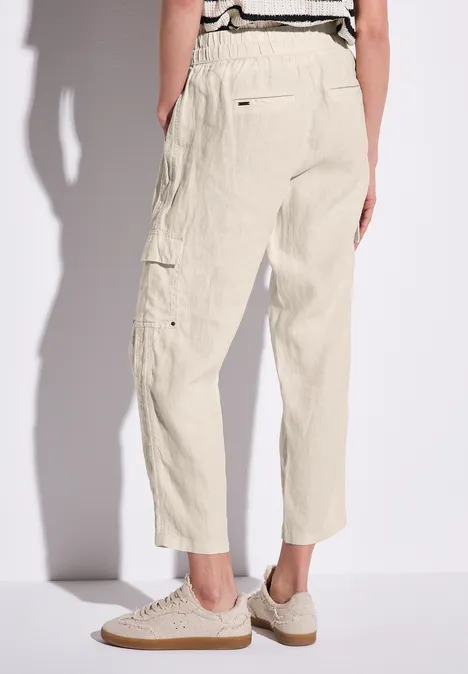 Leinenhose im Cargo-Look moonstone sand