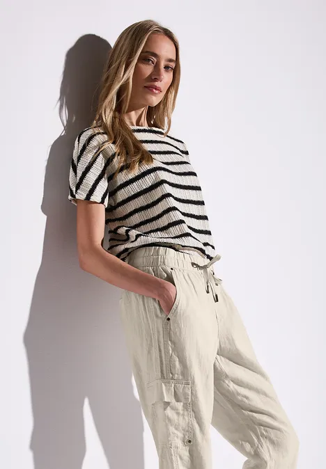 Leinenhose im Cargo-Look moonstone sand