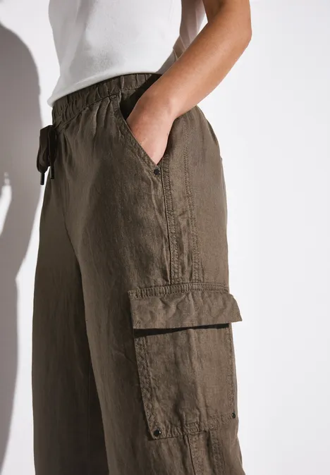 Leinenhose im Cargo-Look acron brown