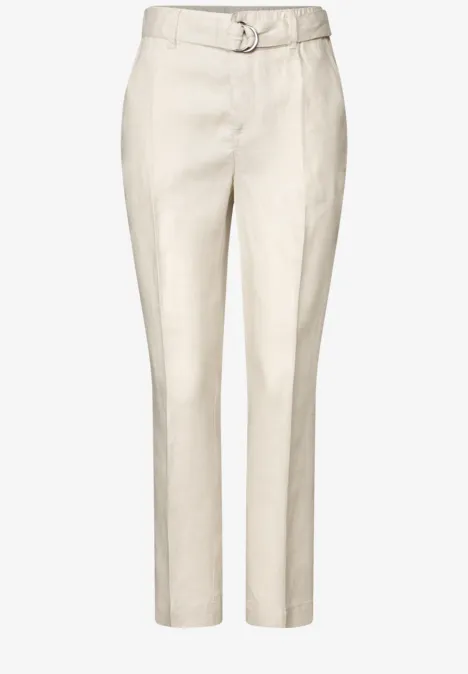 Linnen chino met riem moonstone sand