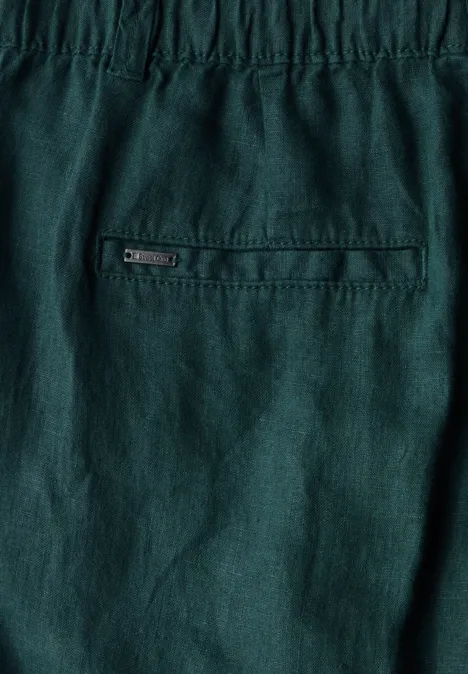 Leinen-Chino im Casual Fit dark garden green