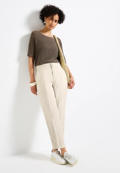 Leinen-Chino im Casual Fit moonstone sand