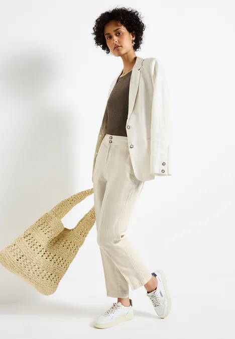 Leinen-Chino im Casual Fit moonstone sand