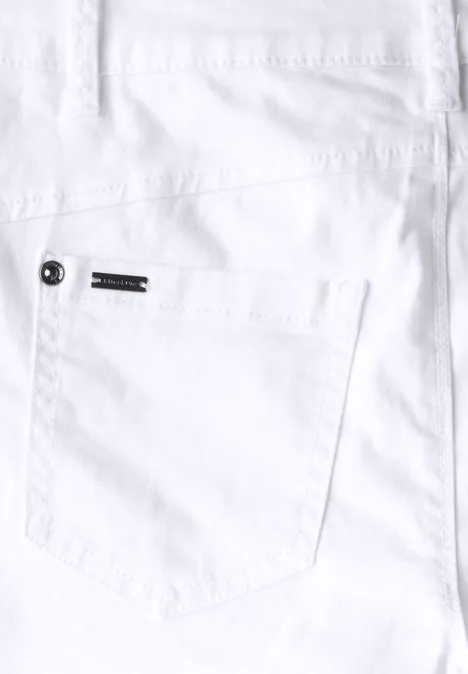 Satin Bermuda mit Zipper White