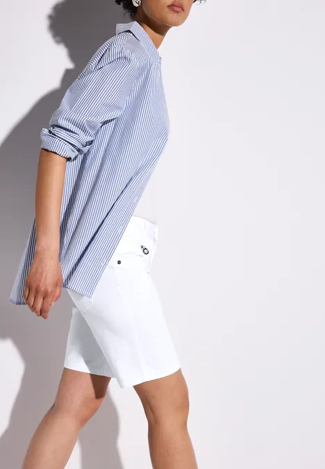 Satin Bermuda mit Zipper White