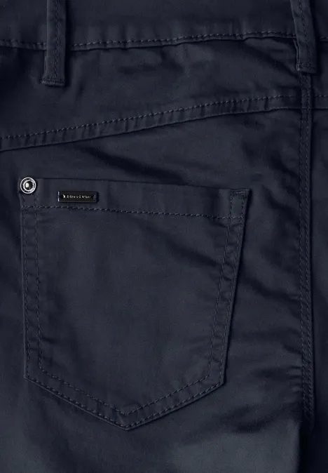 Satin Bermuda mit Zipper deep blue