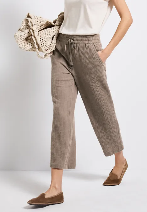 Musselin Wide Leg Hose fresh earth