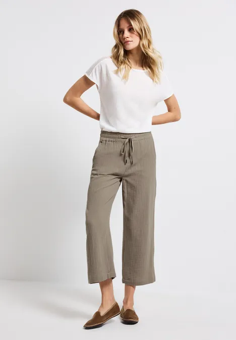 Musselin Wide Leg Hose cool ivory