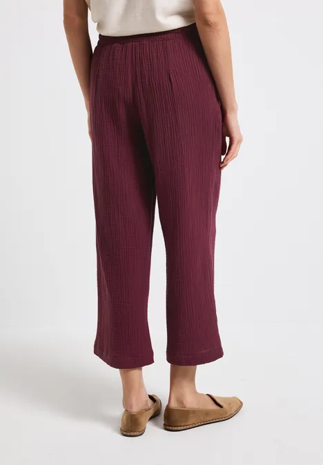 Musselin Wide Leg Hose dark cherry red