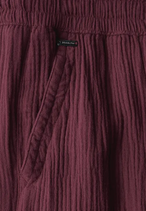 Musselin Wide Leg Hose dark cherry red