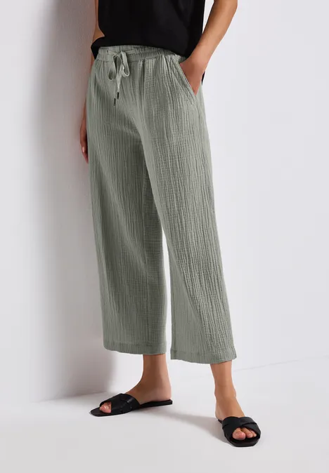 Mousseline broek Wide Legs pastel green