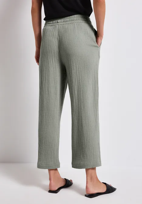 Musselin Wide Leg Hose pastel green