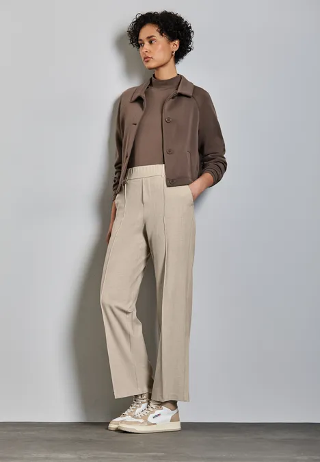 Straight Leg Melange-Hose sheer beige mel.