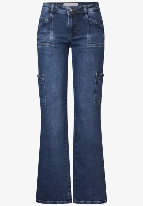 Jeans im Cargo Look Medium Blue Washed Jeans im Cargo Look Medium Blue Washed