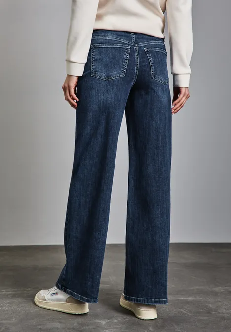 Wide Leg Jeans Medium Blue Soft washed