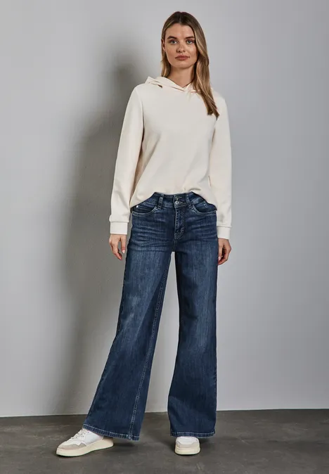 Wide Leg Jeans Medium Blue Soft washed