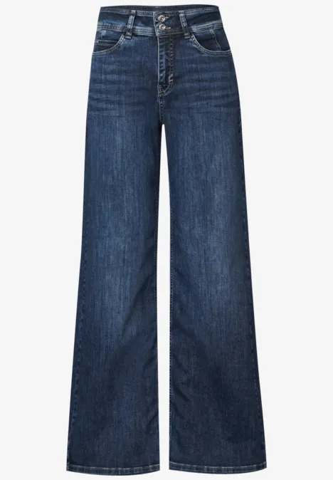 Wide Leg Jeans Medium Blue Soft washed