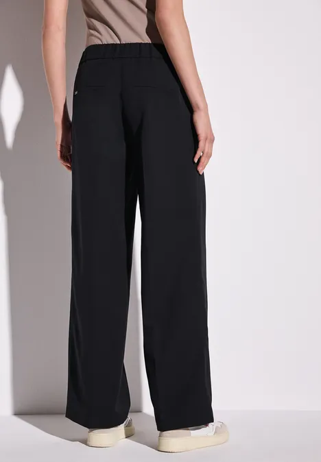 Wide Leg Twill Hose Black