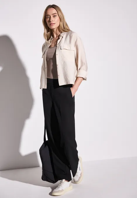Wide Leg Twill Hose Black