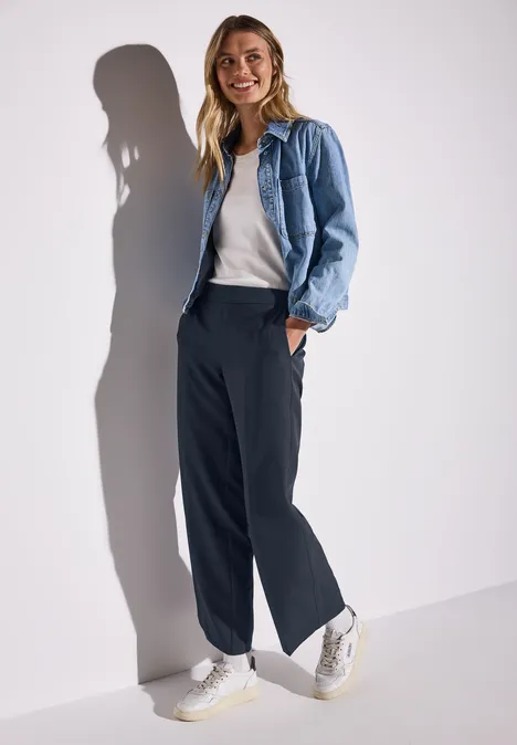 Wide Leg Twill Hose deep blue
