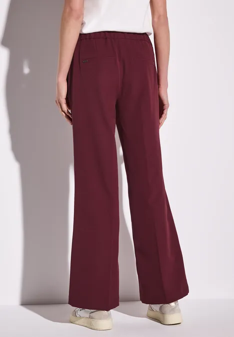 Wide Leg Twill Hose dark cherry red