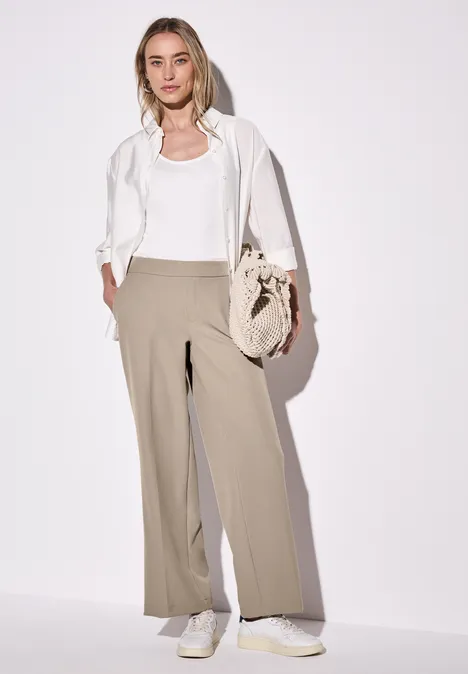Wide Leg Twill Hose buff grey