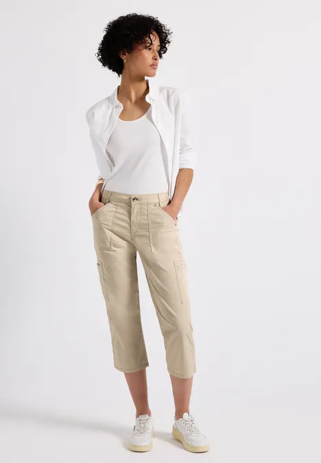 3/4 Satin Hose mit Taschen barley beige