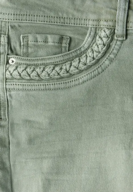 Flared Leg Jeans Dusty Green Washed