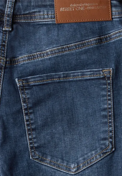 Wide Leg Jeans mit Nieten Dark Blue Wash