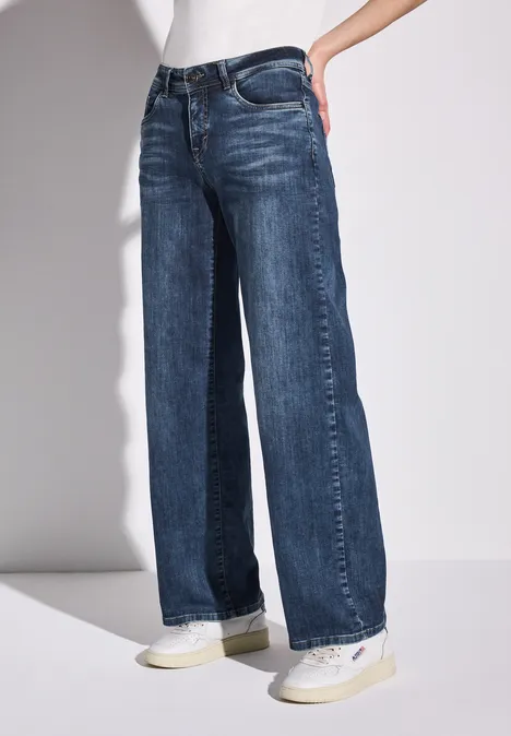 Wide Leg Jeans Dark blue washed