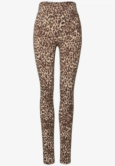 Leggings mit Leo-Muster creamy brown