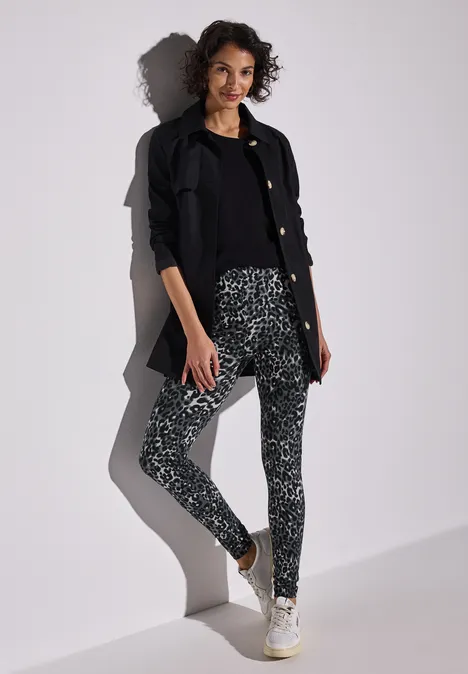 Leggings mit Leo-Muster metallic grey