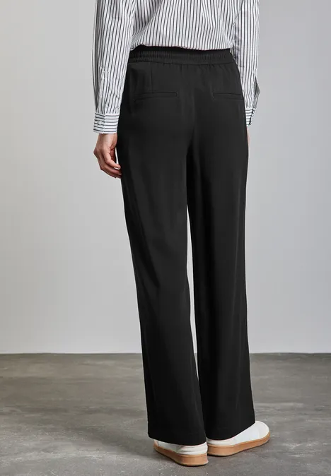 Wide Leg Twill Hose Black
