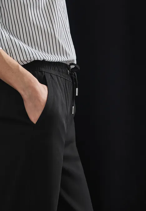 Wide Leg Twill Hose Black