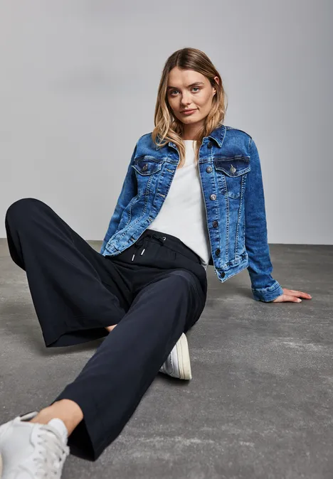 Wide Leg Twill Hose deep blue