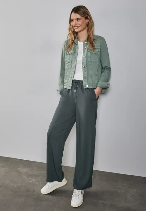 Wide Leg Twill Hose marshy green