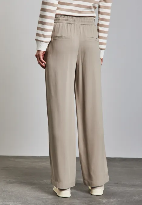 Wide Leg Twill Hose safari beige
