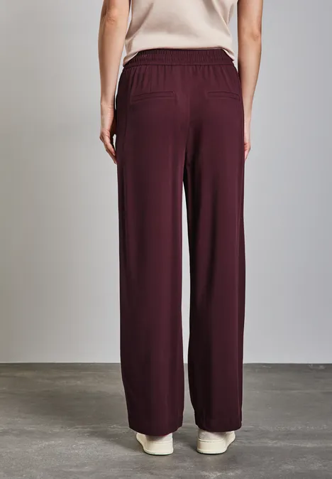Wide Leg Twill Hose dark cherry red
