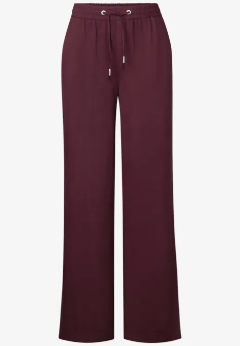 Wide Leg Twill Hose dark cherry red