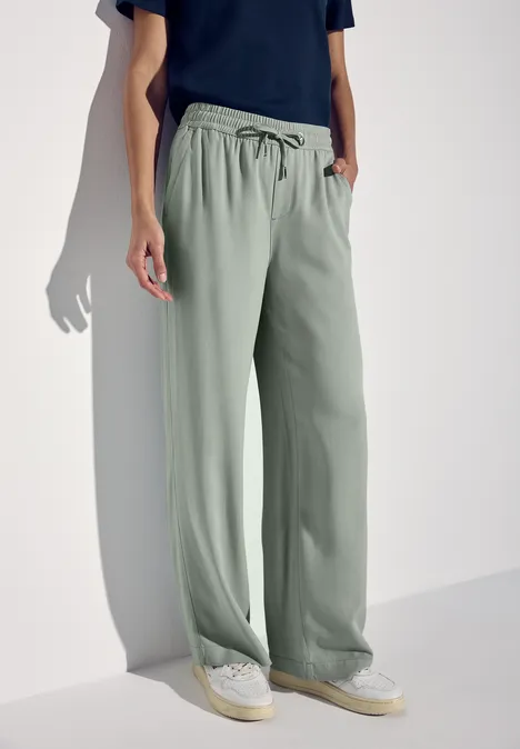 Wide Leg Twill Hose dusty milky green